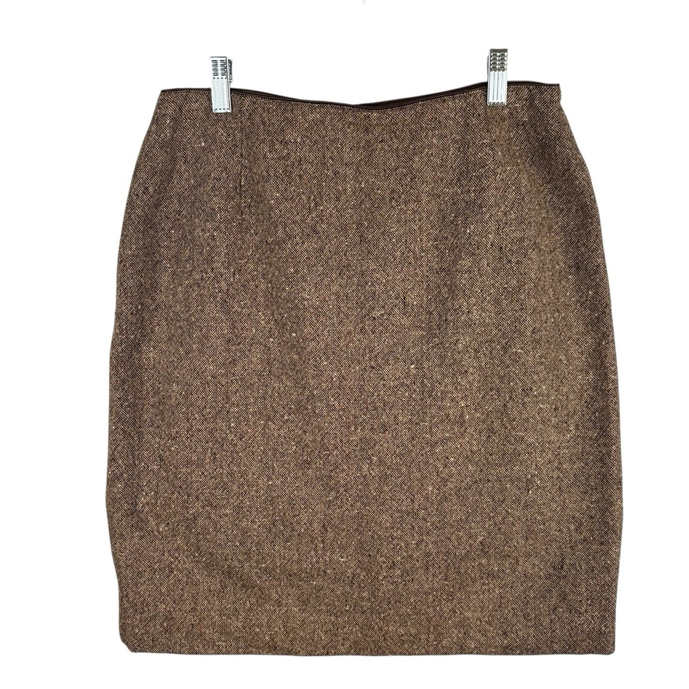Vtg Casual Corner Womens Wool Blend Skirt Brown Tweed Short Pencil 10 Heritage